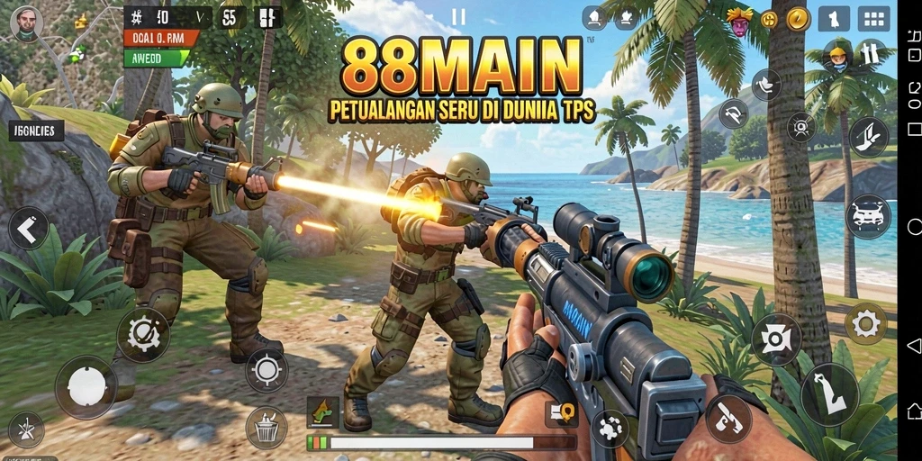 Tampilan gameplay yang mendebarkan di 88MAIN dengan aksi TPS intens.