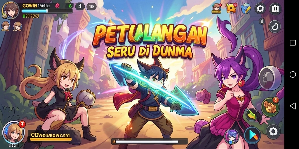 Screenshot gameplay GOWIN menampilkan karakter anime dalam aksi.