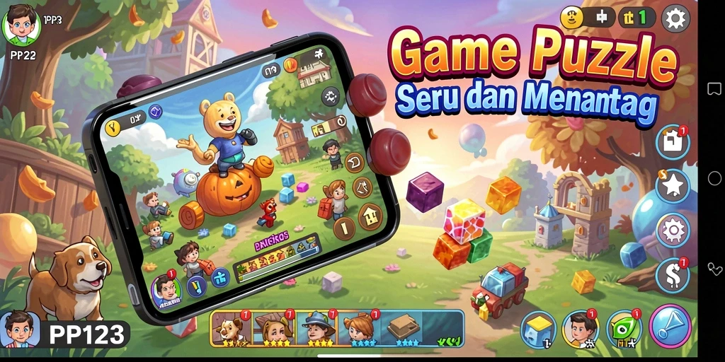 Screenshot utama PP123 menampilkan gameplay Puzzle yang menantang dan seru.