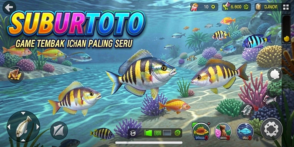 Screenshot gameplay SUBURTOTO menampilkan suasana seru Tembak Ikan.