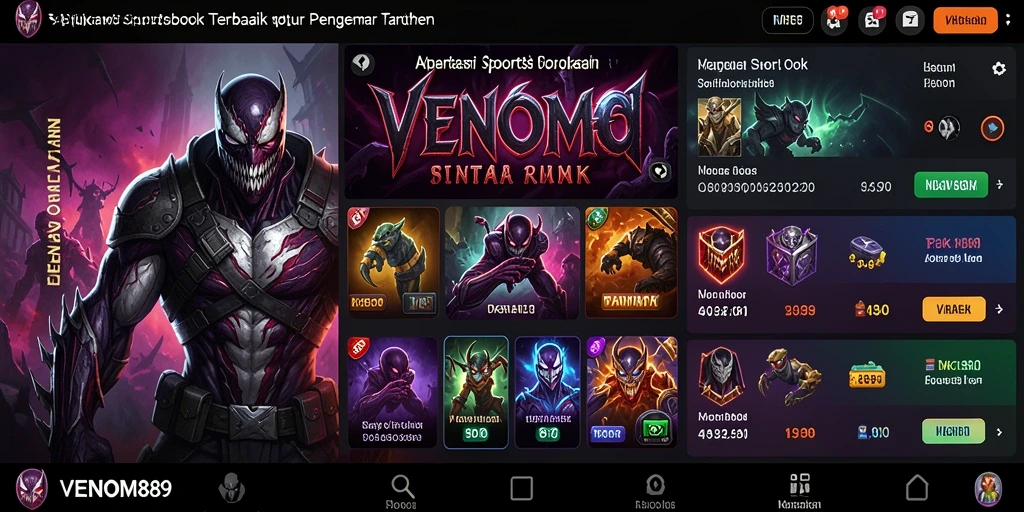 Screenshot utama VENOM889 menampilkan antarmuka taruhan yang menarik.