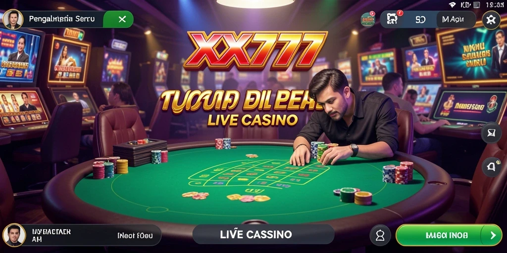 Tampilan gameplay Live Casino XXX777 yang mendebarkan dan interaktif.